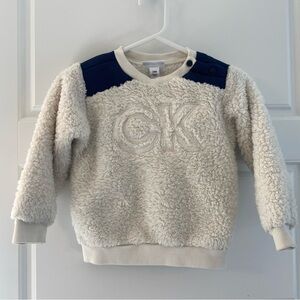 Calvin Klein White and Navy Sherpa Sweater Size 24 Months